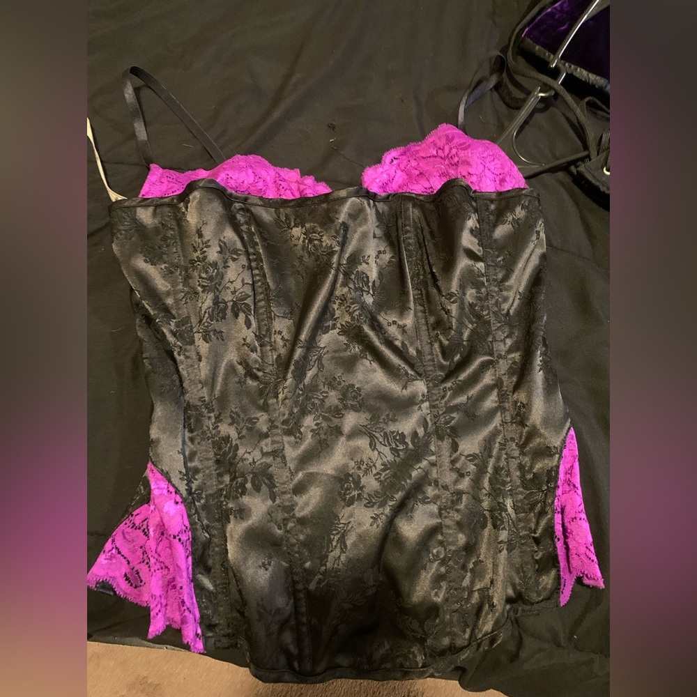 Frederick's of Hollywood Black and Purple Corset